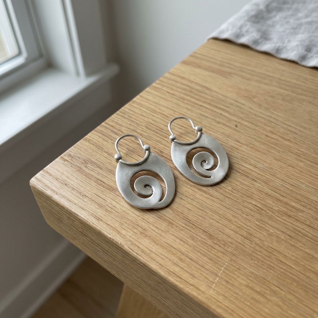 Vintage Irregular Form Silver Earrings