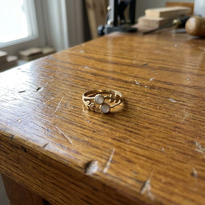 Vintage Golden Doble Moonstone Ring