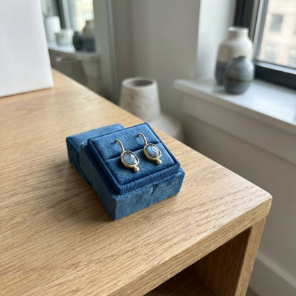 Vintage Blue Inlaid Stone Golden Earrings