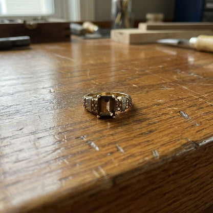 Vintage Brown Crystal and Gold Ring