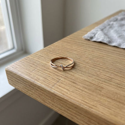 Rose Gold Silver Criss-Cross Ring