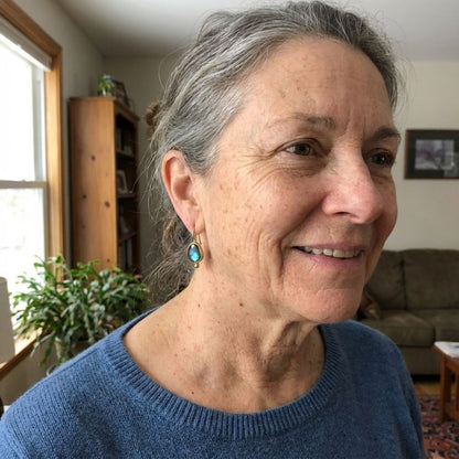 Vintage Blue Inlaid Stone Golden Earrings