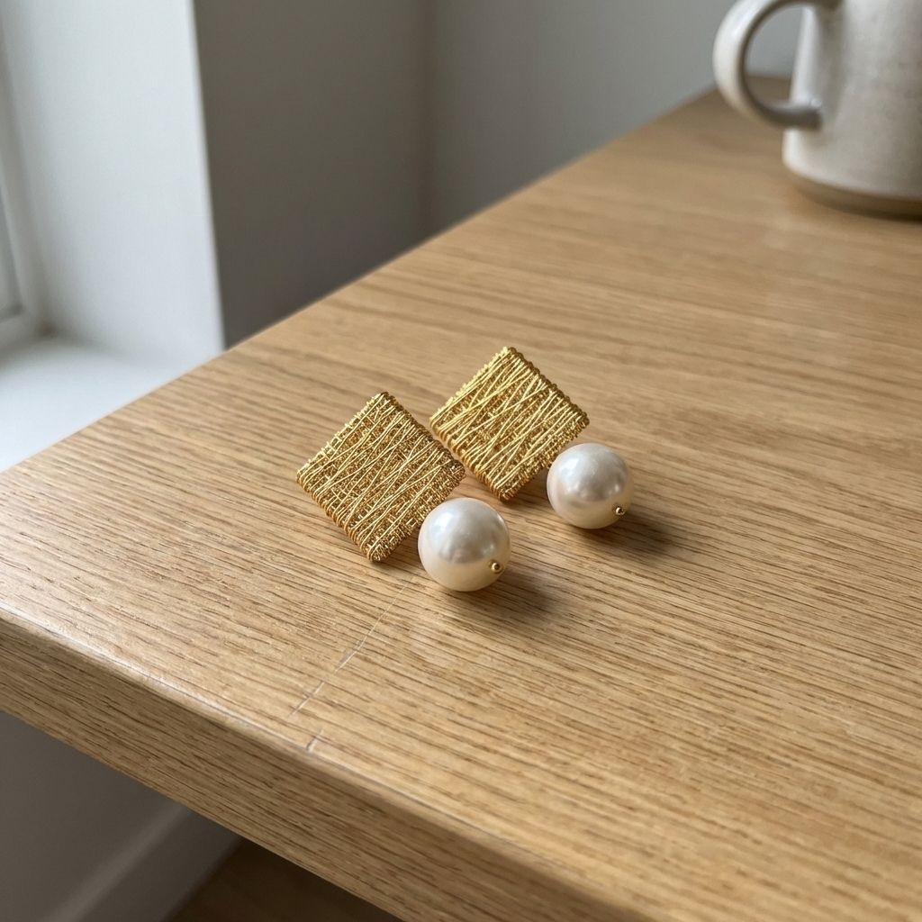 Vintage Golden Threads with Pearls Earrings