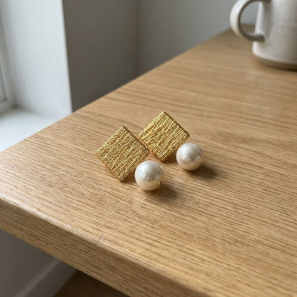 Vintage Golden Threads with Pearls Earrings