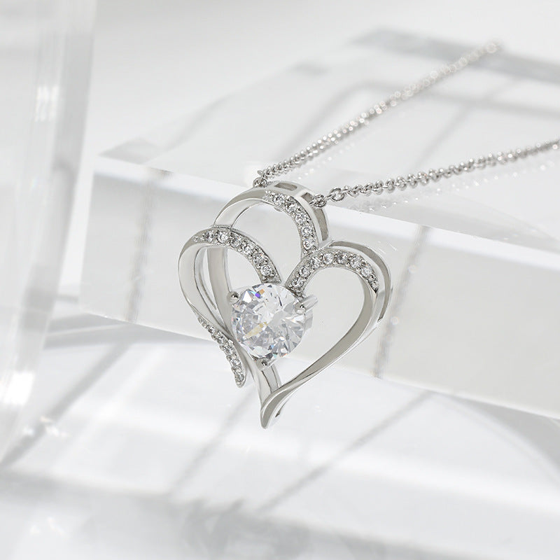 Double Heart Design with Sparkling Zirconia