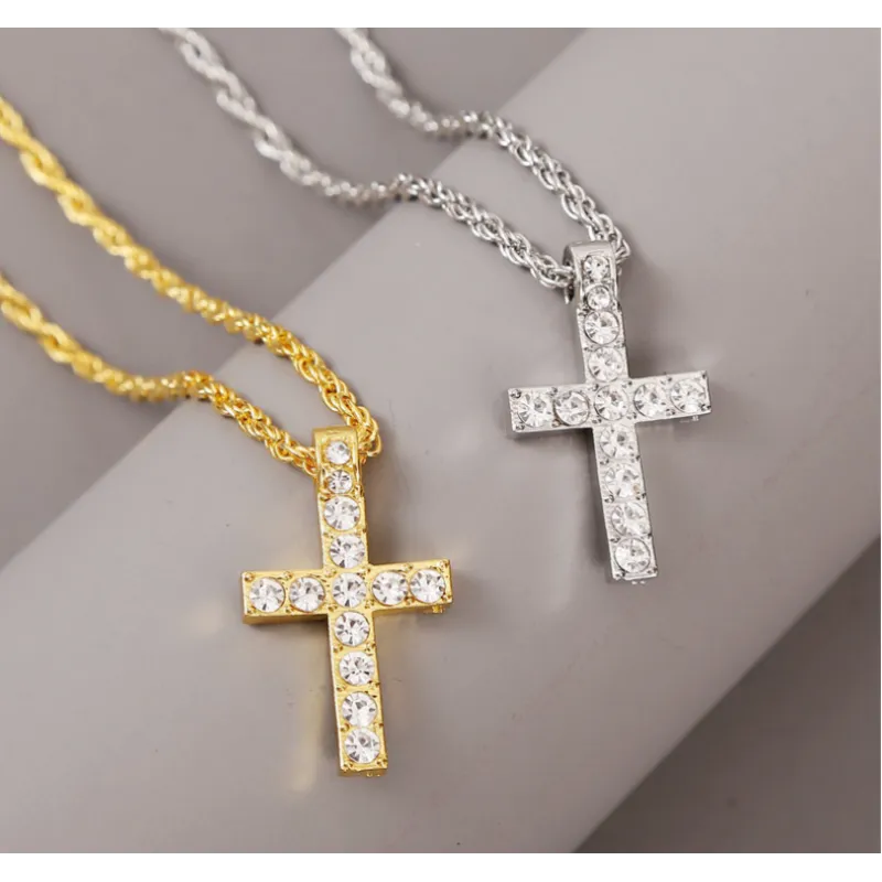 Retro Gold & Silver Cross Pendant Necklace