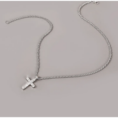 Retro Gold & Silver Cross Pendant Necklace