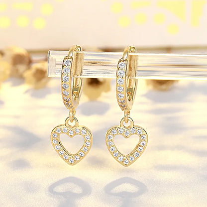 Vintage  Sterling Silver Inlaid Heart Clip Earrings