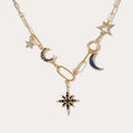Vintage Gold-Plated Star & Moon Necklace