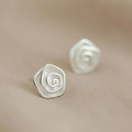 Spiral Flower Silver Stud Earrings