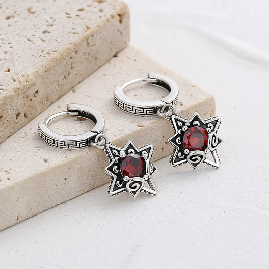 Vintage Six-Star Silver Earrings