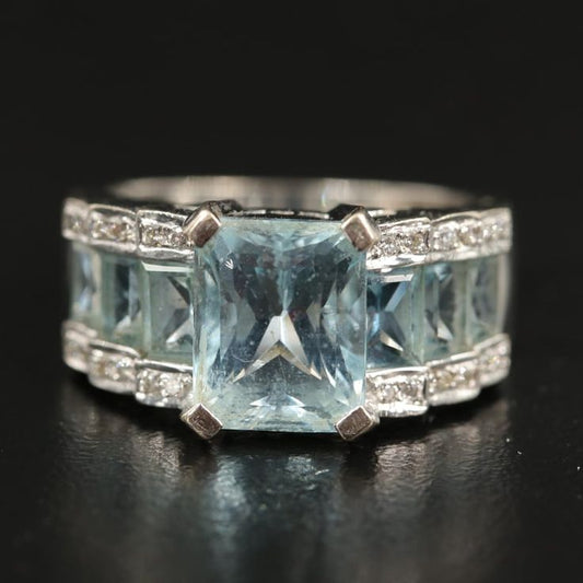 Vintage Glass Blue Silver Ring