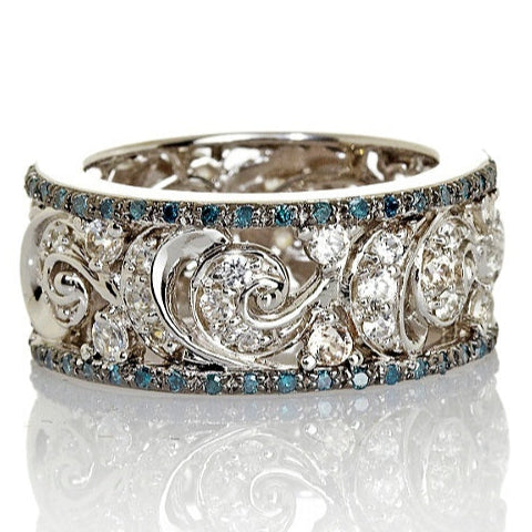 Vintage Zirconia Hollow Blue Ring