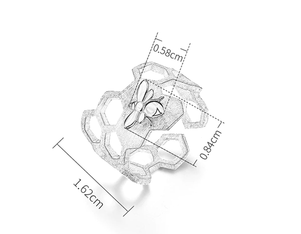 Adjustable 18K Gold Plated Honeycomb Ring