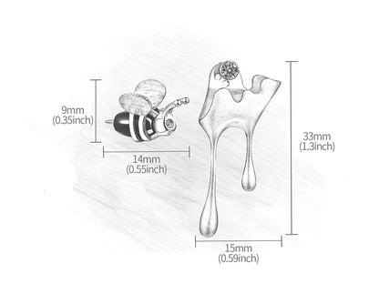 Dripping Honey & Bee Earrings with Zirconia