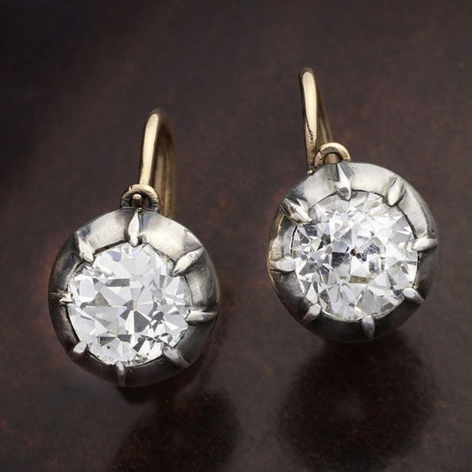 Vintage Rounded Silver Zirconia Earrings