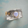 Vintage Moonstone Silver Gold Leaf Ring