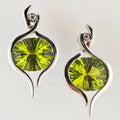 Vintage Olive Crystal Silver Earrings