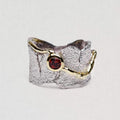 Vintage Silver Forged Red Crystal Ring