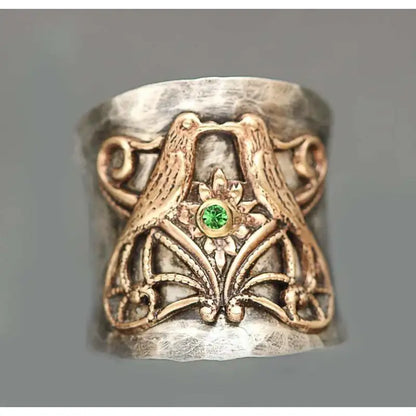 Vintage Carved Golden Ring Round Tube Ring