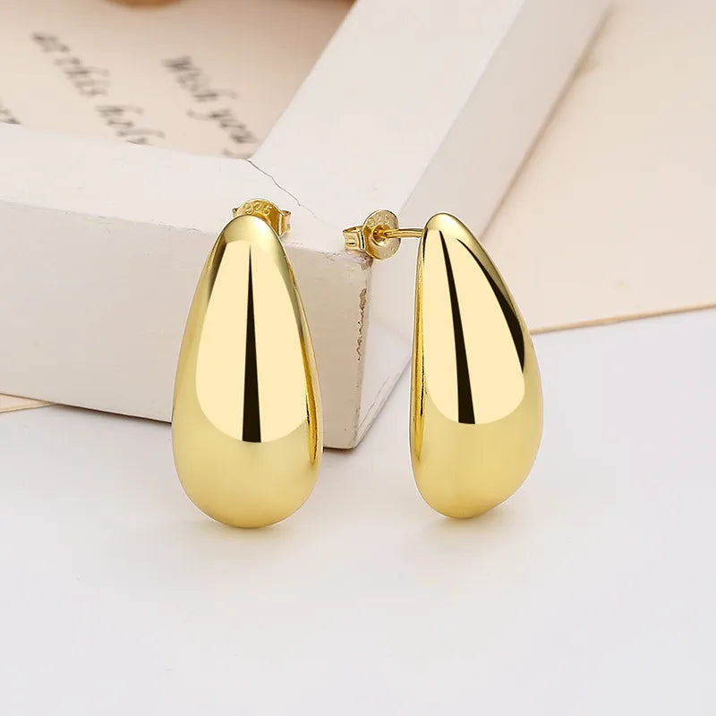 Elegant Gold Water Drop Glossy Earrings
