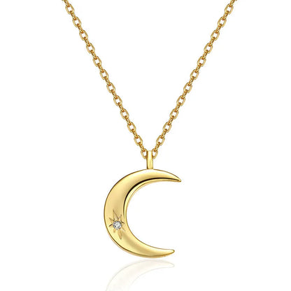 Vintage  Moon Single Diamond Necklace