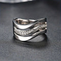 Vintage Wavy Bright Layered Silver Ring