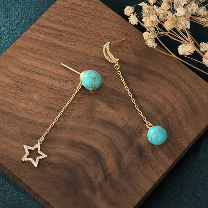 Asymmetric Star Moon Earrings