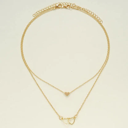 Vintage Double-Layer Hollow Heart Cross Necklace