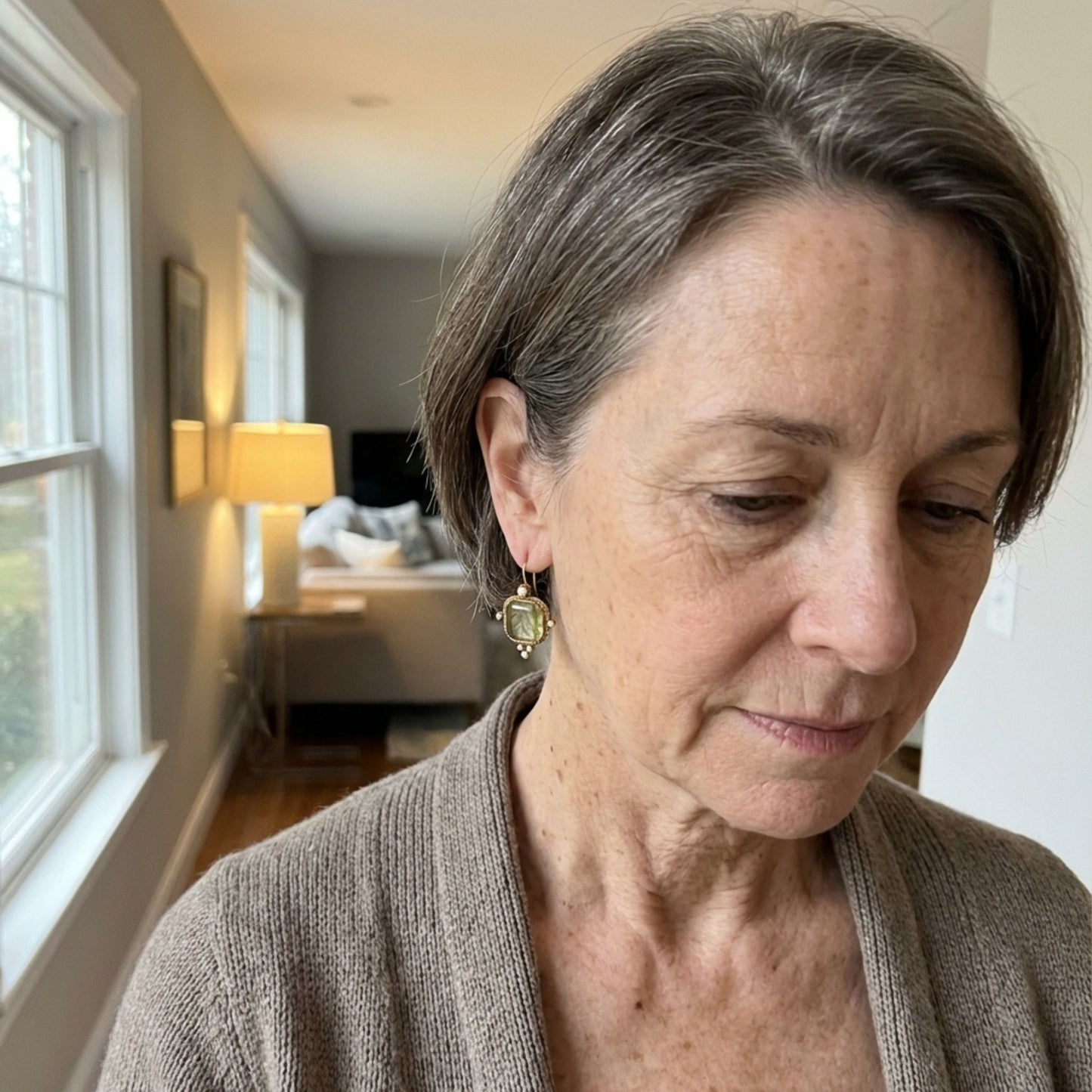 Vintage Green & Pearl Earrings