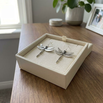 Vintage Dragonfly Silver Earrings