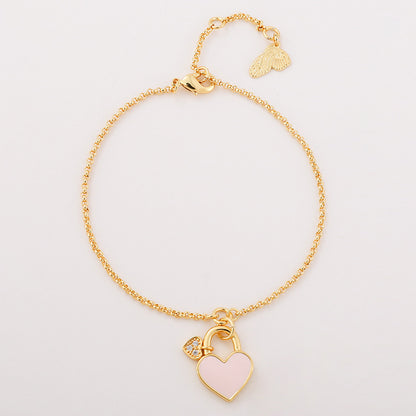 Vintage Peach Heart Inlaid Shell Bracelet