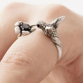 Hummingbird & Flower Ring Adjustable Open Bird Ring