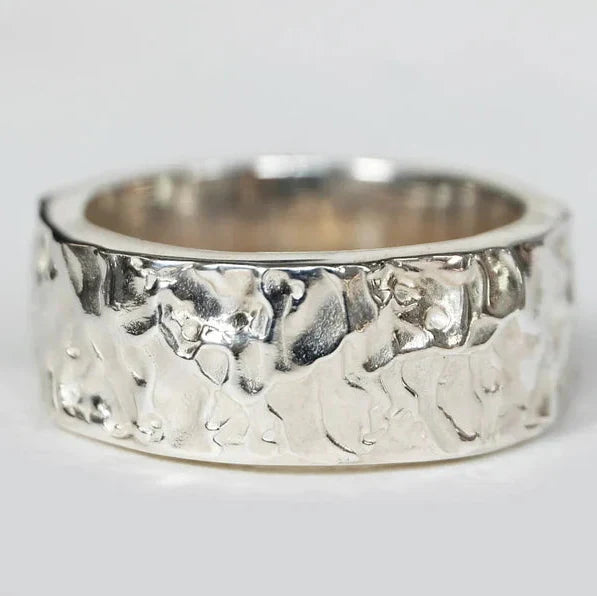 Vintage Solid Texture Silver Ring