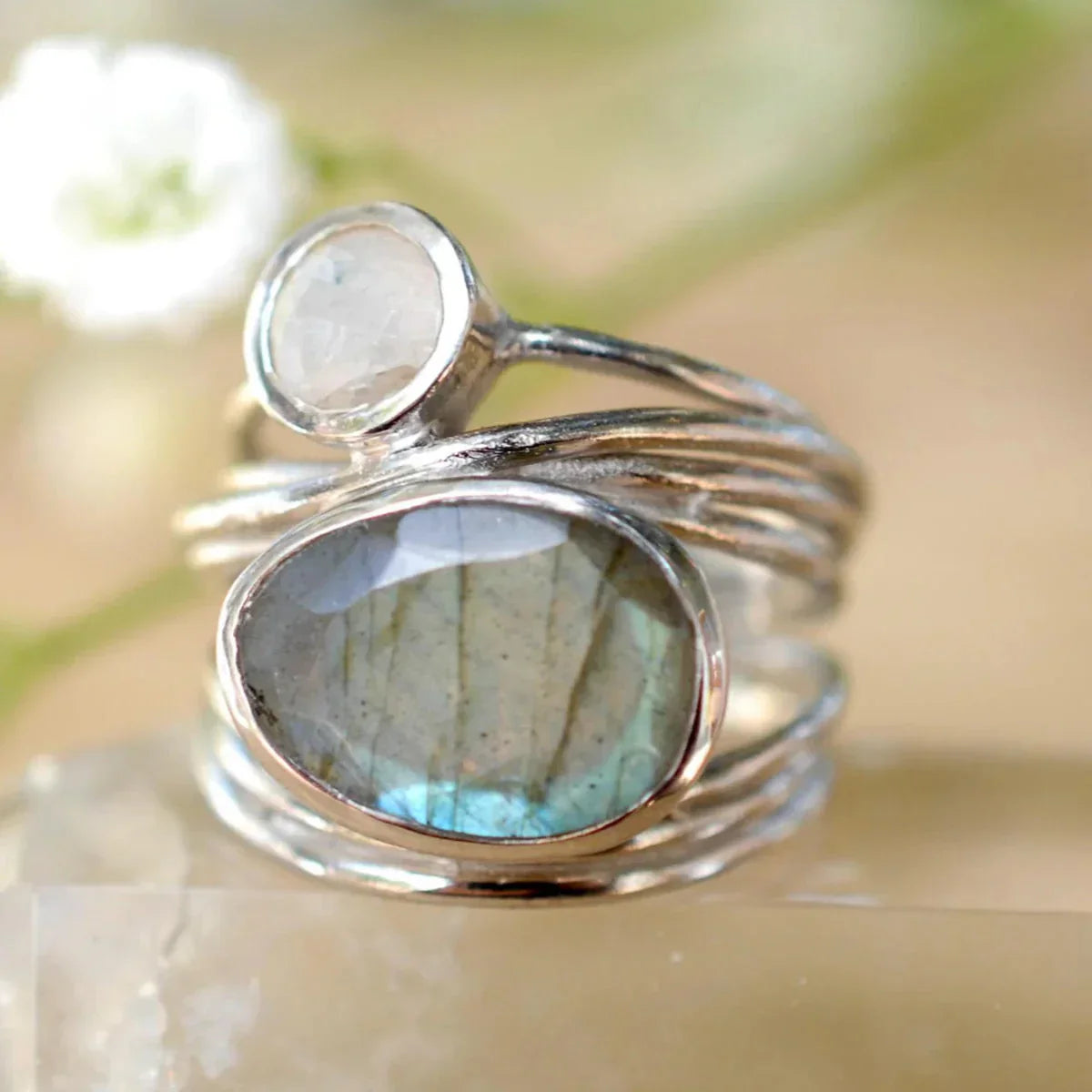 Vintage Labradorite Moonstone Ring