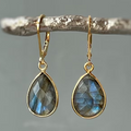 Vintage Blue Stone Golden Earrings