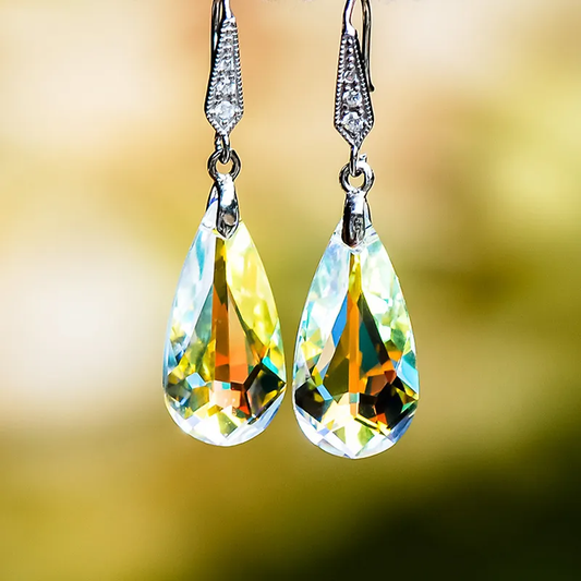 Vintage Colorful Crystal Drop Earrings