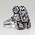 Vintage Bright Silver & Blue Zirconia Ring