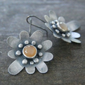 Vintage Orange & Silver Blossom Earrings