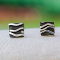 Vintage Silver Wavy Square Earrings