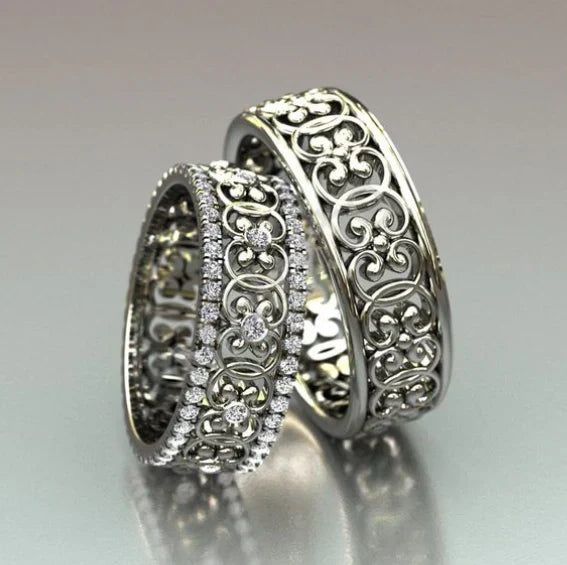 Vintage Silver Hollow Ring Set