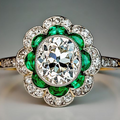 Vintage Golden Emerald Crystal Ring