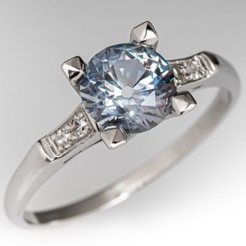 Vintage Glass Silver Zirconia Ring-Lydieannejewelry