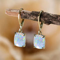 Vintage White Opal Square Earrings