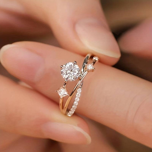 Vintage Gold Zirconia Fine Ring-Lydieannejewelry