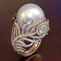 Vintage Bright Inlaid Pearl Ring