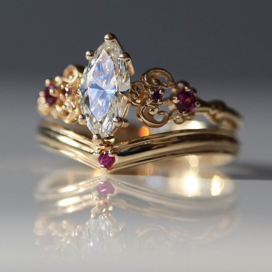 Vintage Crystal Crown Gold Ring-Lydieannejewelry