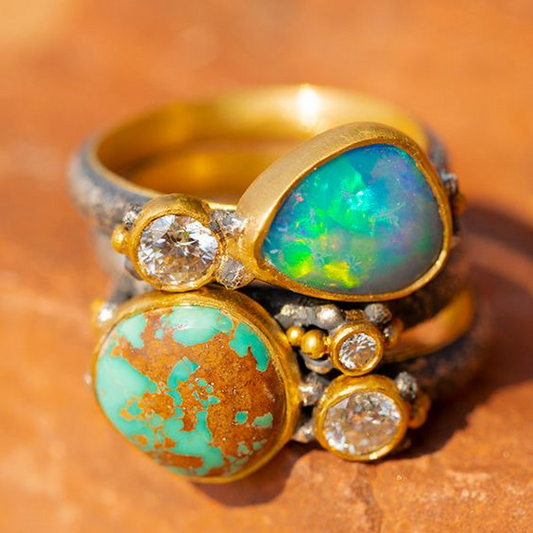 Vintage Blue Opal Layered Ring