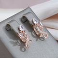 Crystal Flower Earrings with Zirconia in Gold