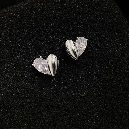Vintage Sterling Silver Heart Asymmetrical Earrings